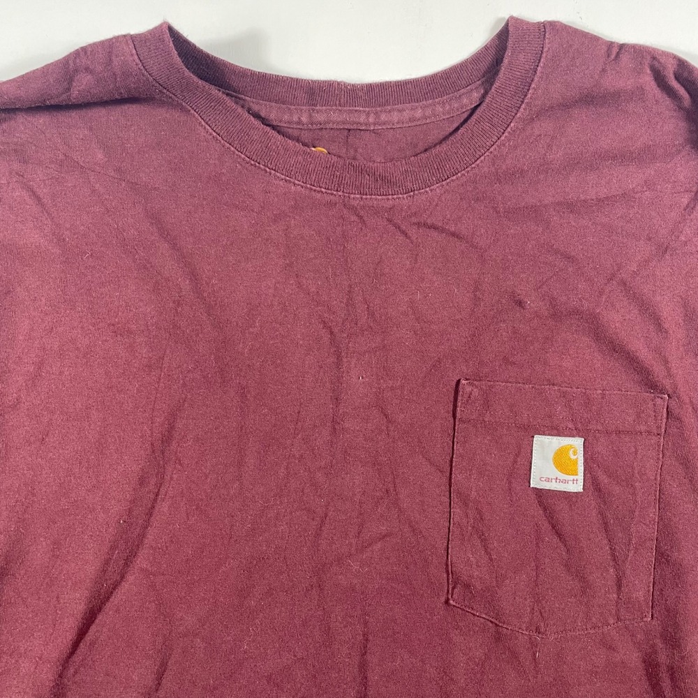 Carhartt Long Sleeve Pocket T-Shirt Mens 3XL Original Fit‎ Logo Sleeve Maroon